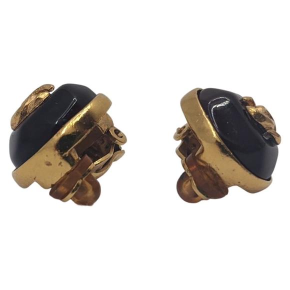 CHANEL Coco Round Earrings with Red Stone, GP 99P, Gold, Red, Women's